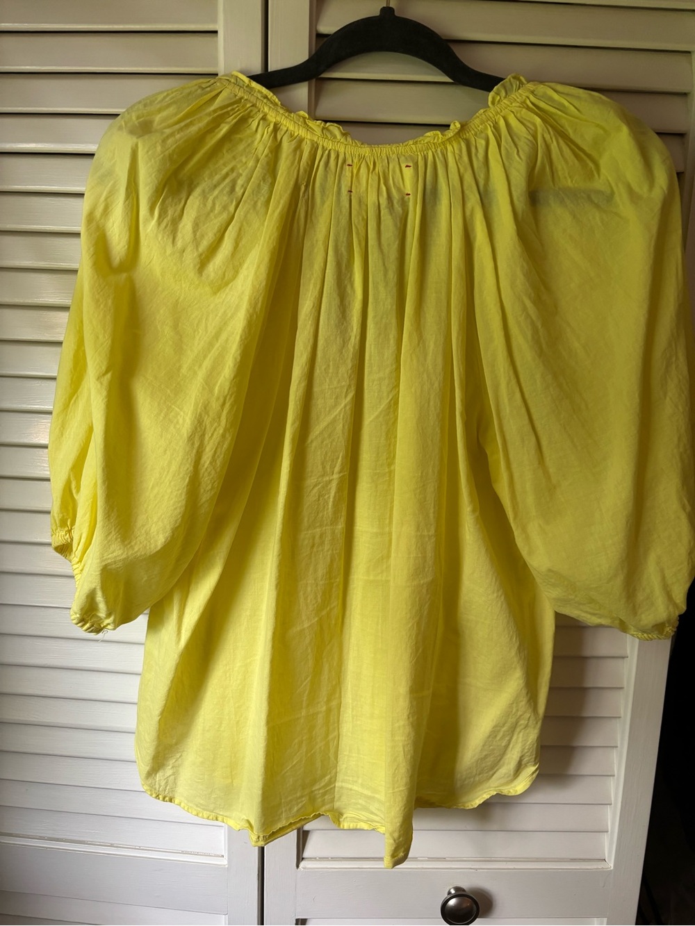 XiRENA Lemon Yellow V-Neck Peasant Blouse - Picture 2 of 4